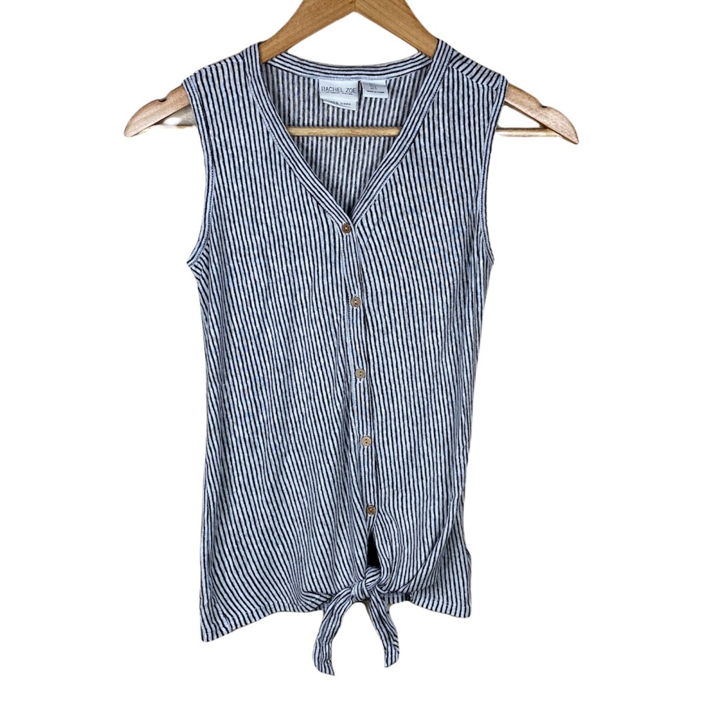 Rachel Zoe Black and White Linen Tank Womens Small